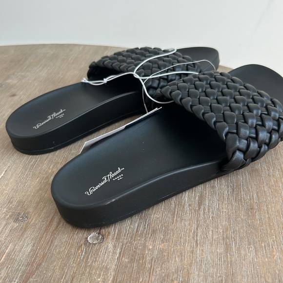 Universal Thread Black Poly Woven Slip On Slides Sandals Women's Size 6.5 New - Picture 3 of 11